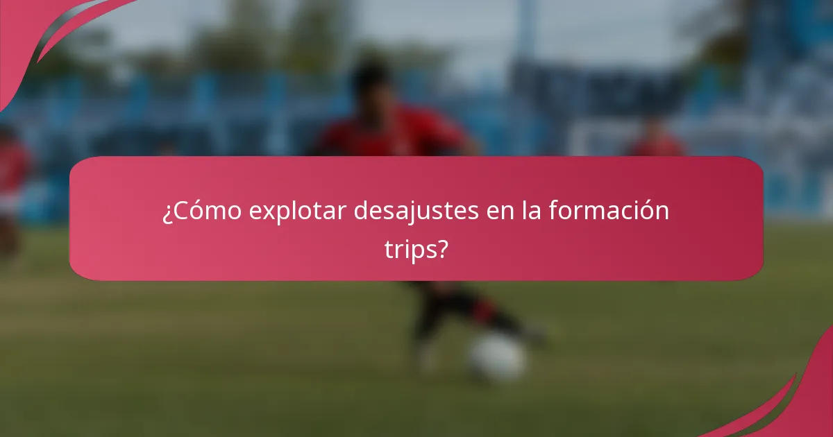 ¿Cómo explotar desajustes en la formación trips?